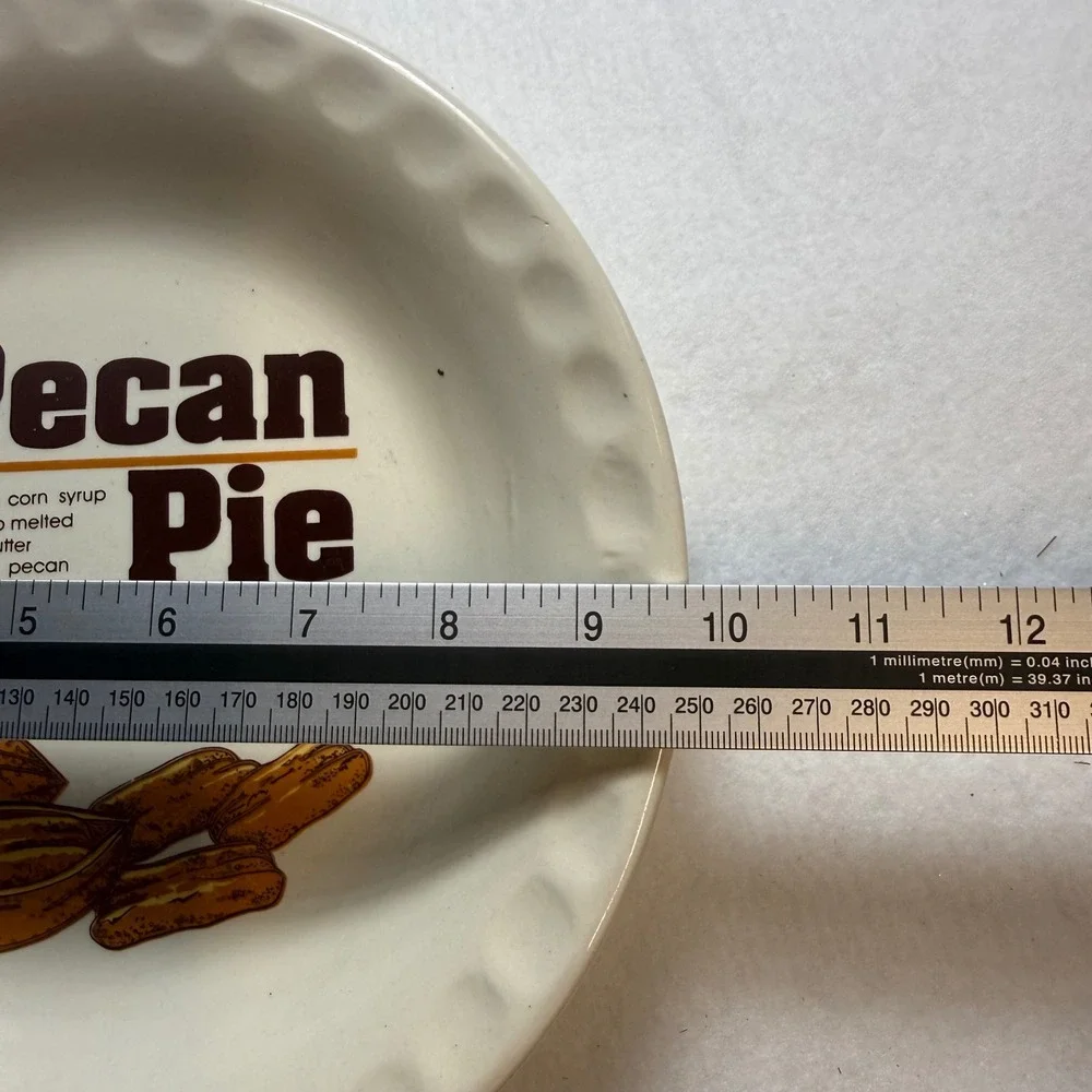Vintage Ceramic Pie Plate With Pecan Pie Recipe